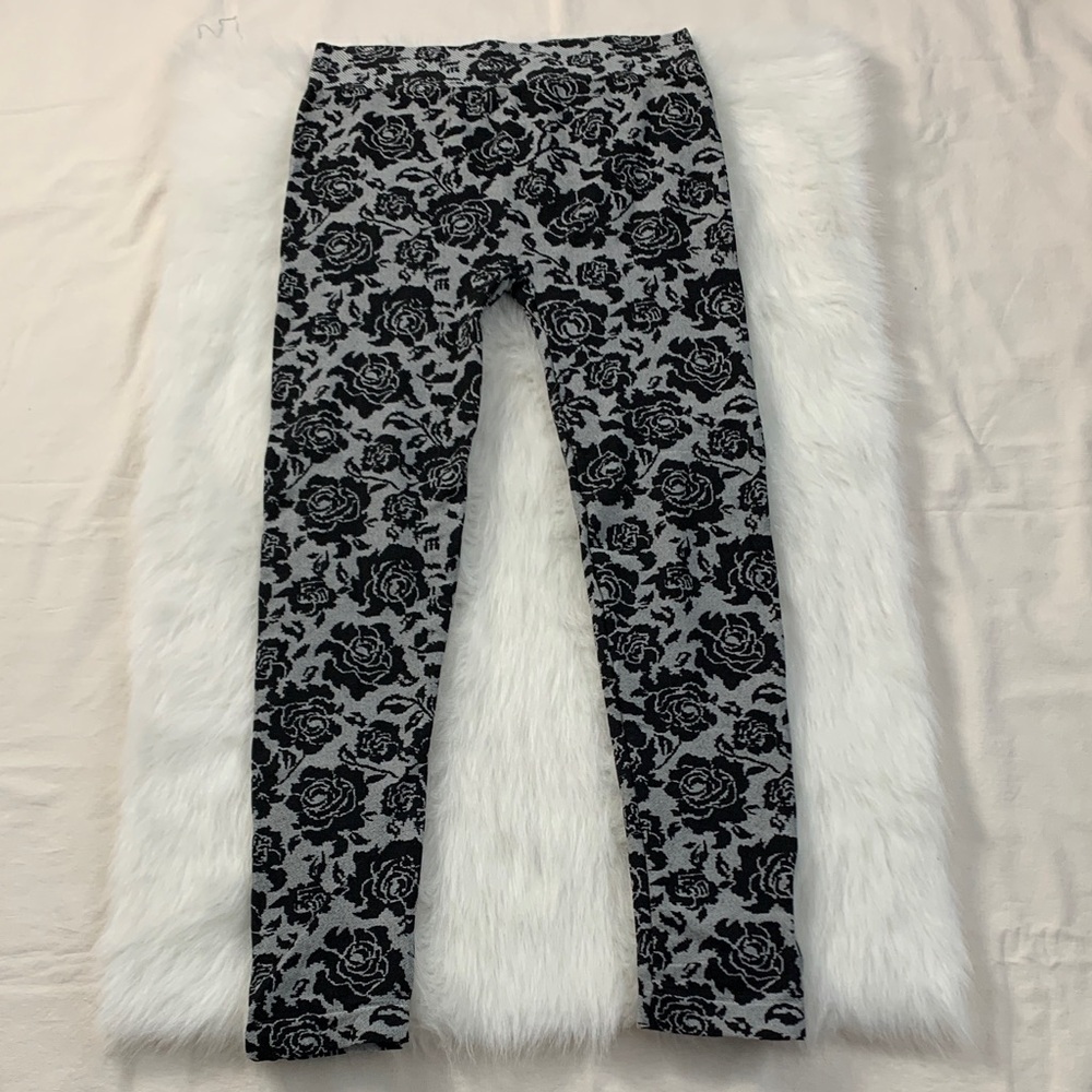 One Step Ahead Gray and Black Floral Leggings